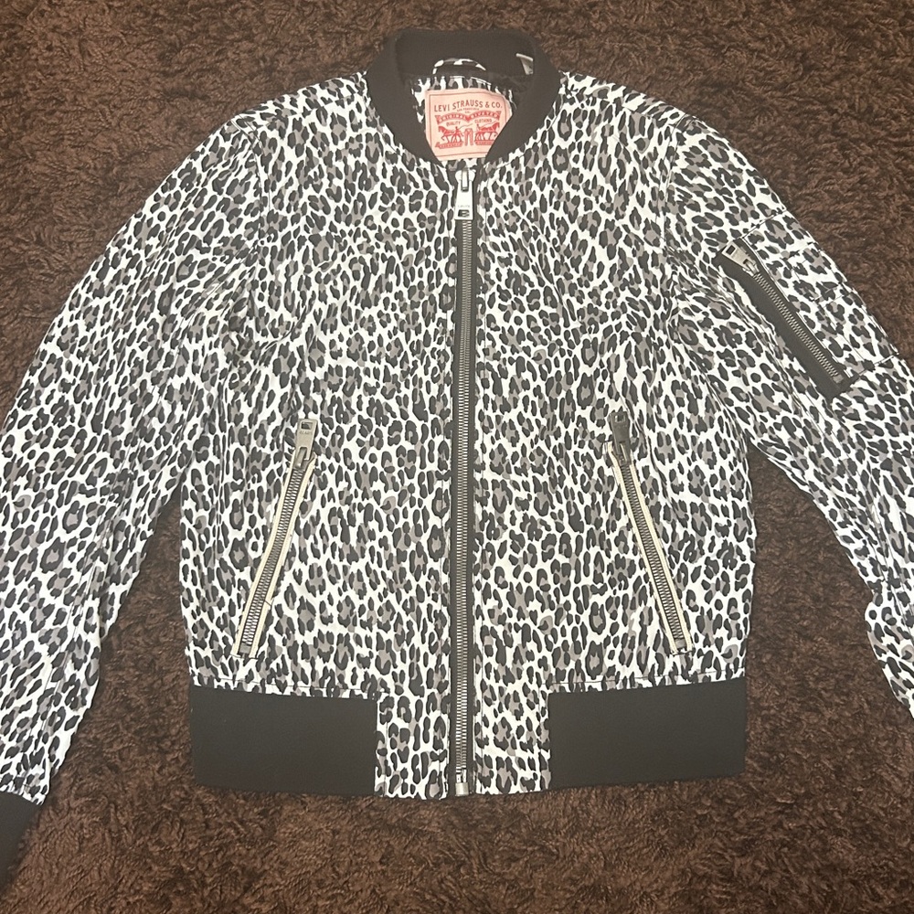 Levi's Black & White Leopard Bomber Jacket